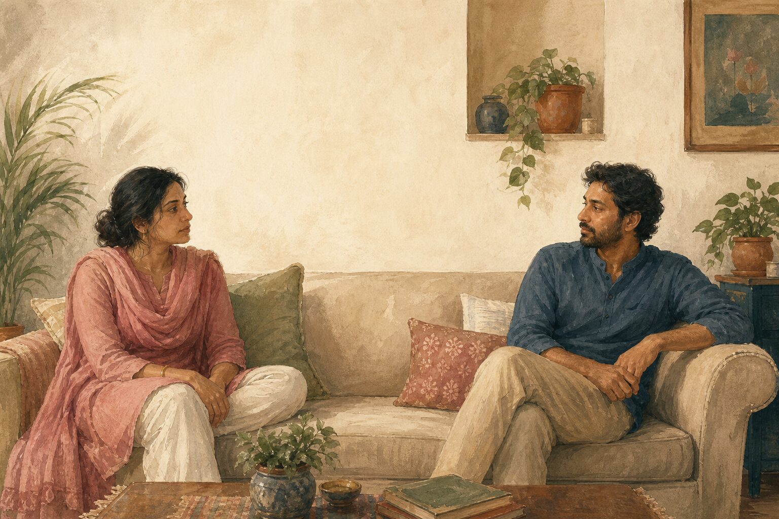 Two people, one honest plan, facing the condition together instead of each other.
