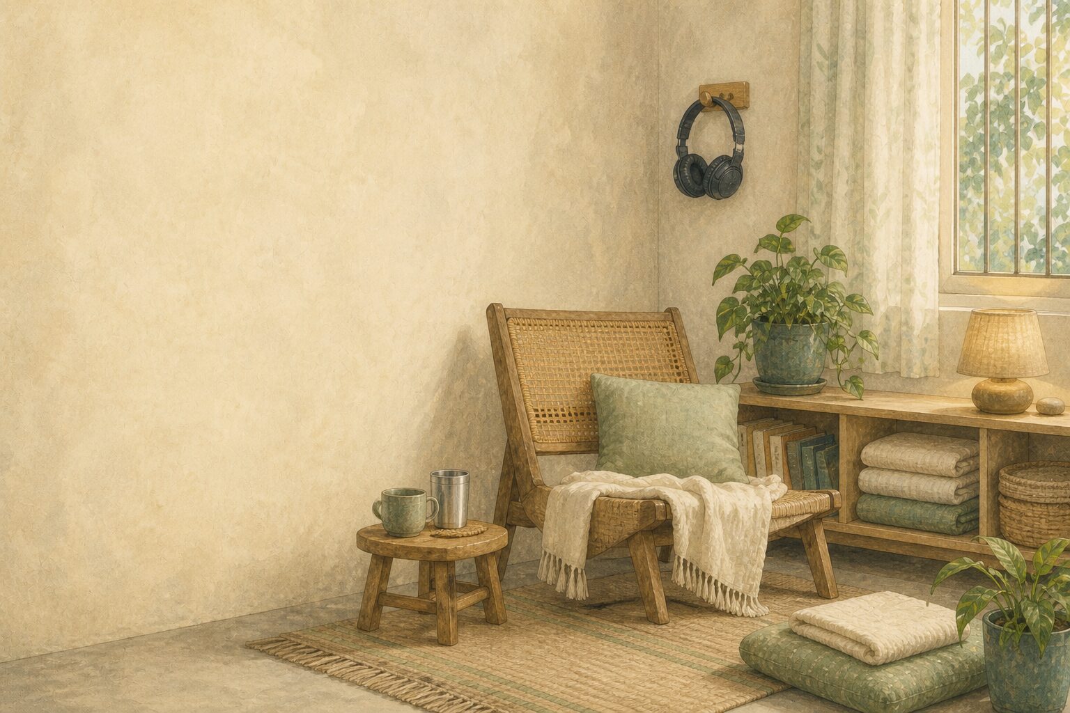 A calm, sensory-friendly corner of home, an ordinary steady moment.