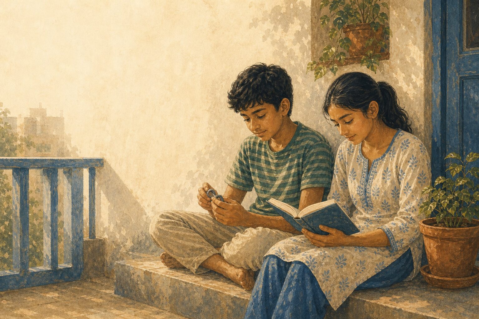 Two siblings close and easy, one of them used to holding a little more than her share.