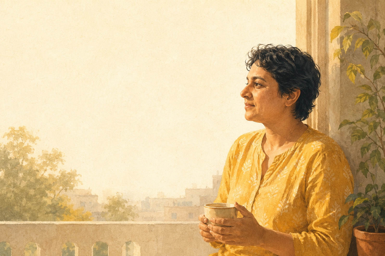 An adult finding a small moment of light again, present in an ordinary day.