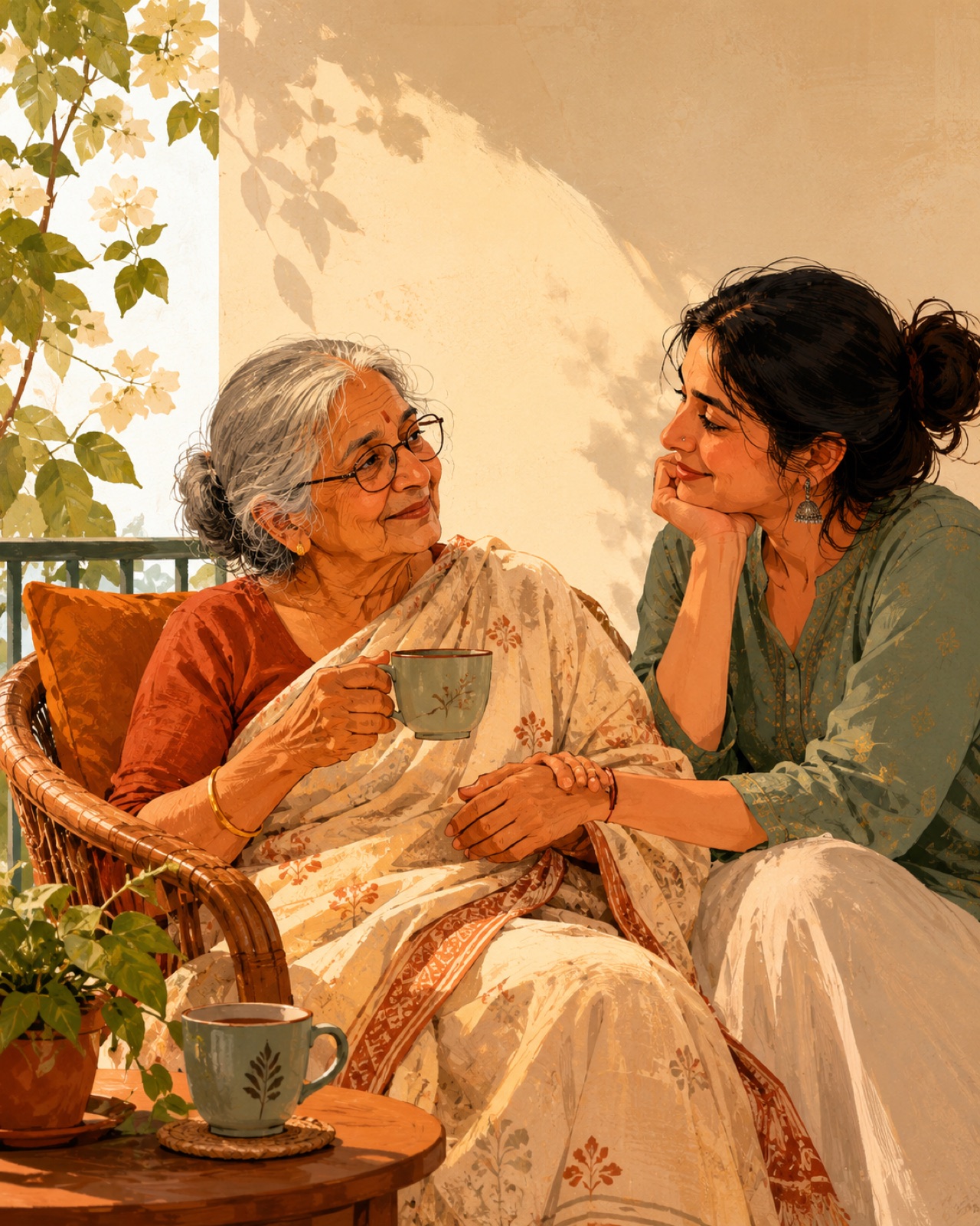 Lakshmi, finding the new rhythm with her father.
