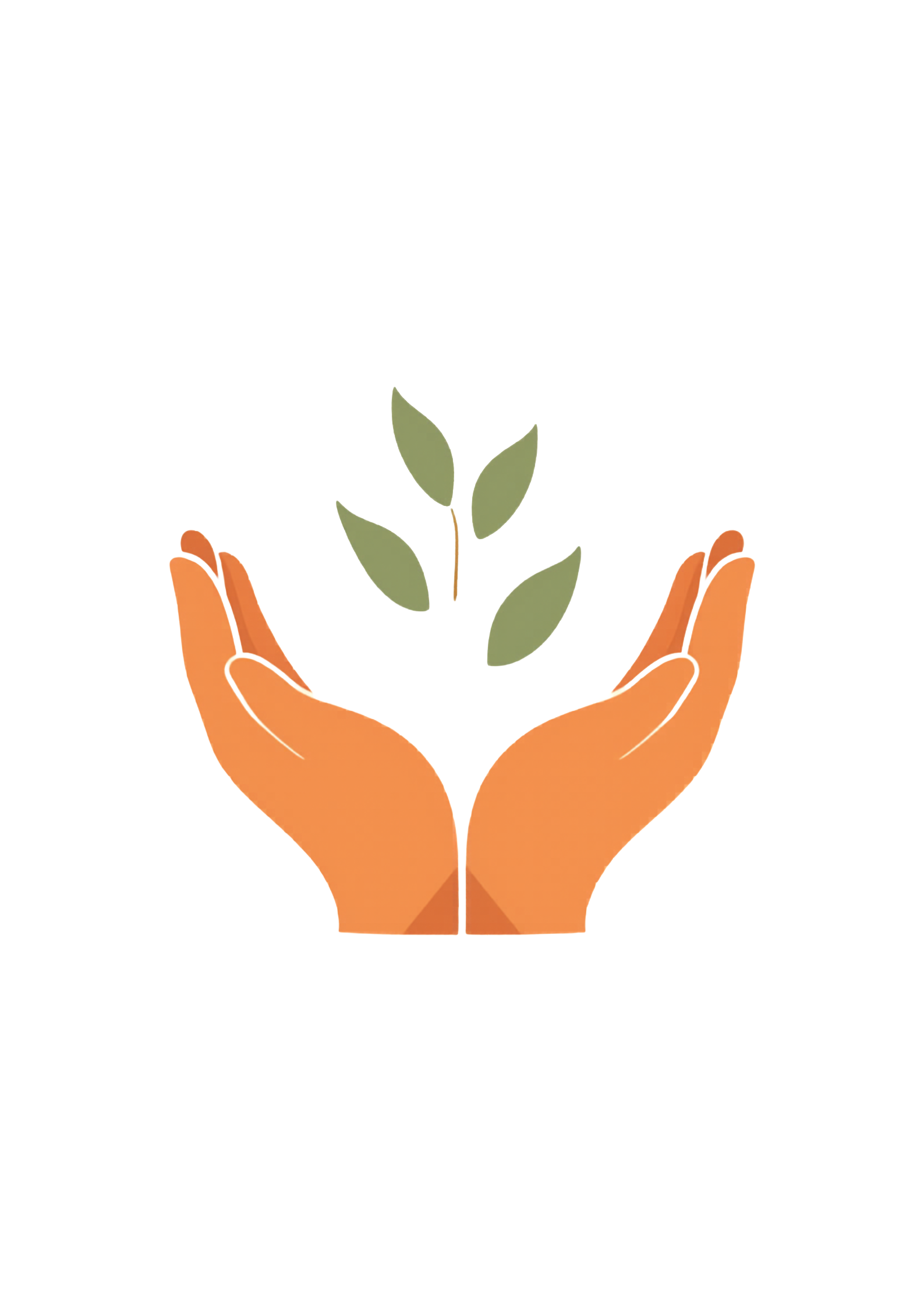 Abstract illustration of nurturing hands with seedling