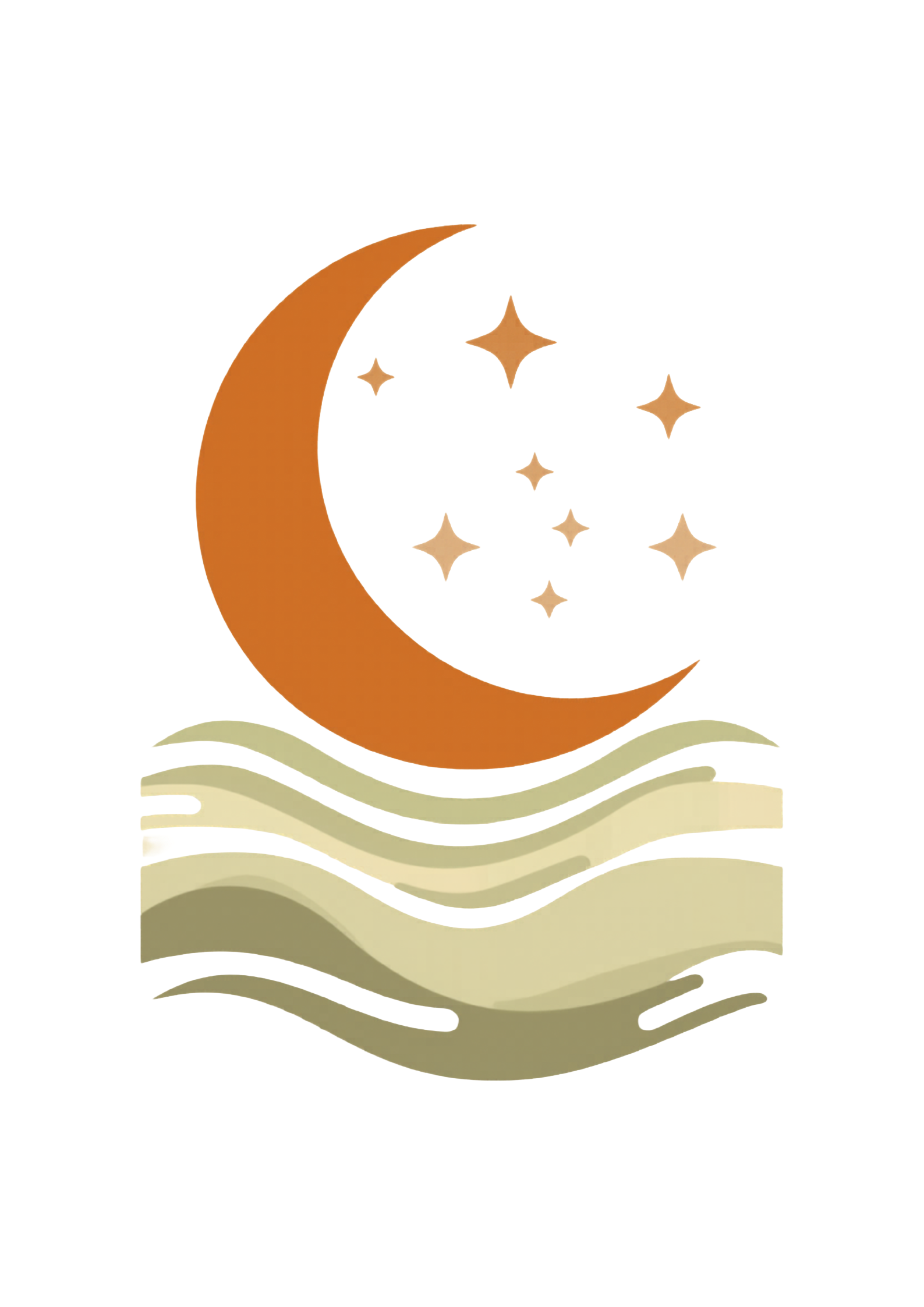 Abstract illustration of peaceful moon and stars