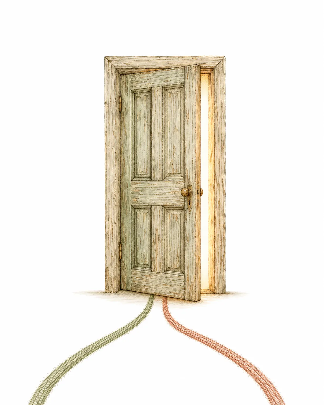 A hand-drawn open doorway suggesting a gentle threshold