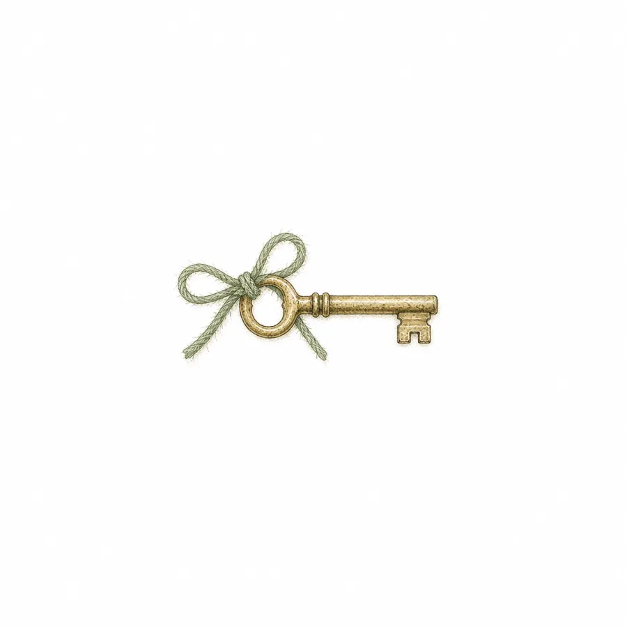 Key tied with a thread bow