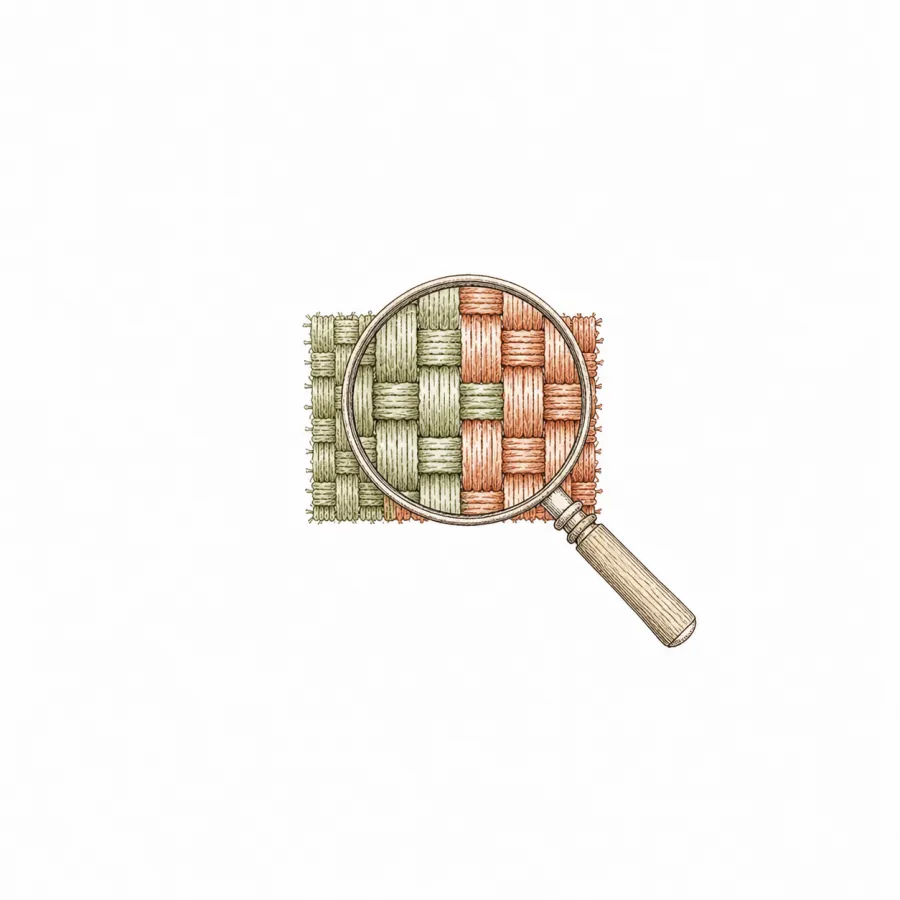 Magnifier examining a woven thread