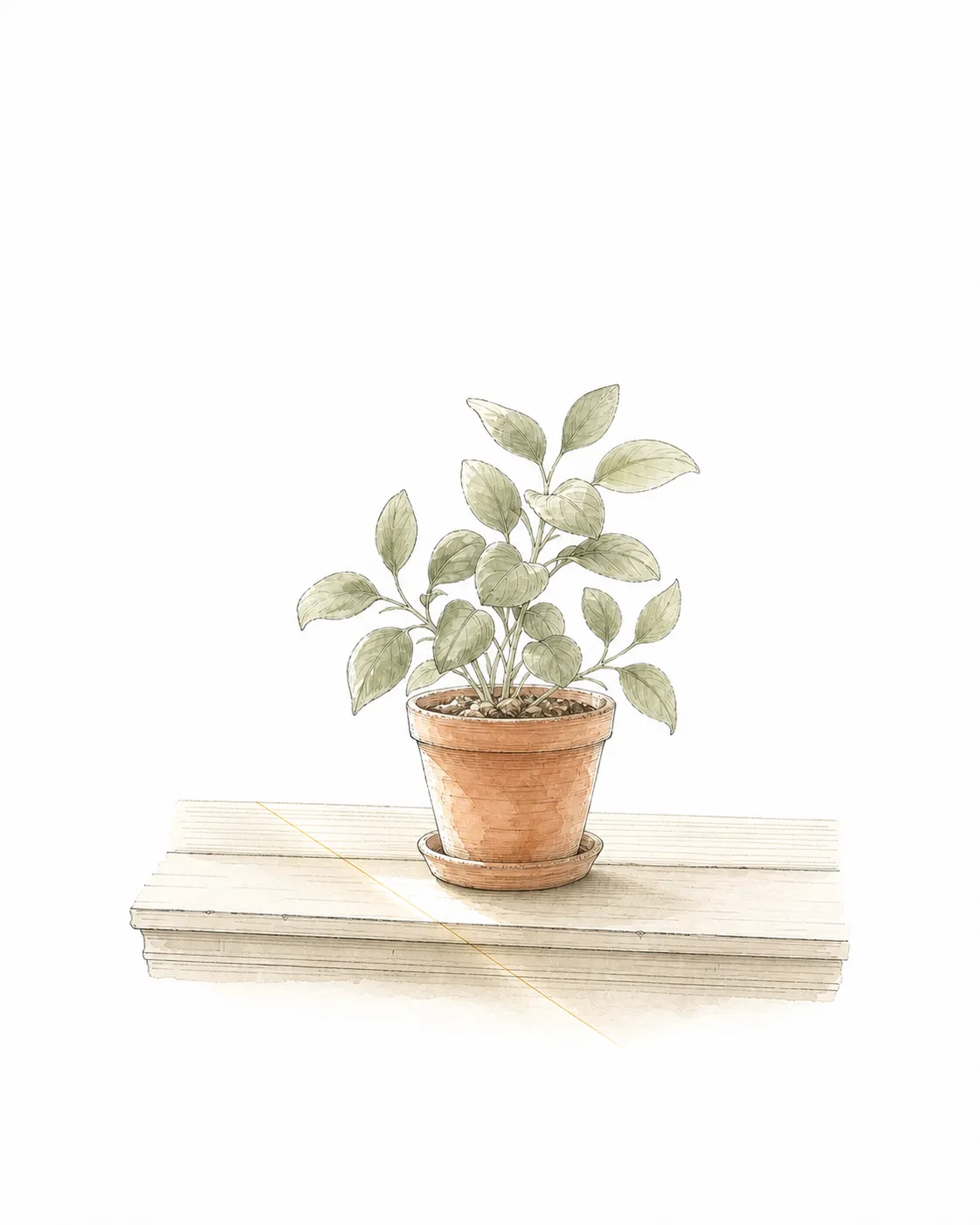 A hand-drawn plant growing beside medication