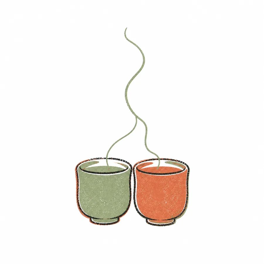 two cups, joined steam