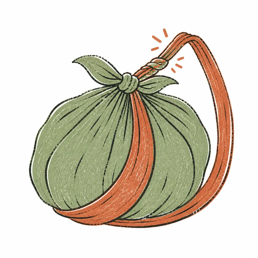 Bound bundle resting on a carrying sling